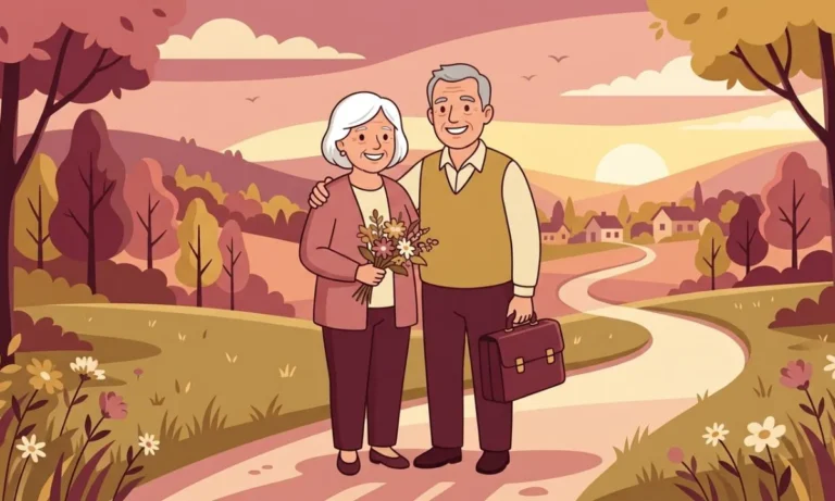Happy retirement wishes illustration with a couple