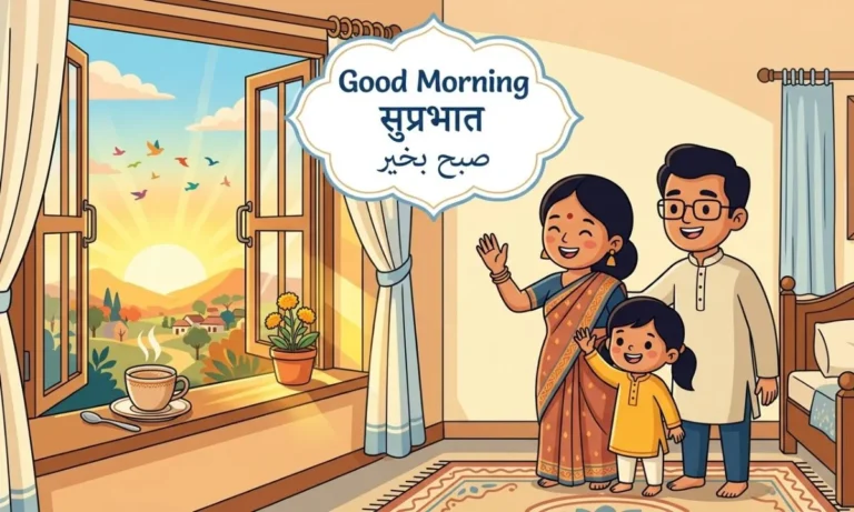 good morning wishes in Hindi English with Indian family